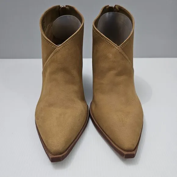 Vince Camuto Grishell Ankle Bootie Heel Pointed Toe Tortilla Tan Leather Size 11