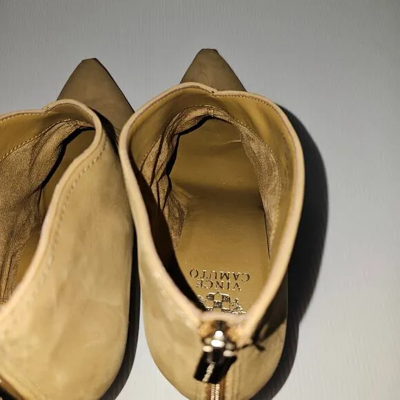 Vince Camuto Grishell Ankle Bootie Heel Pointed Toe Tortilla Tan Leather Size 11