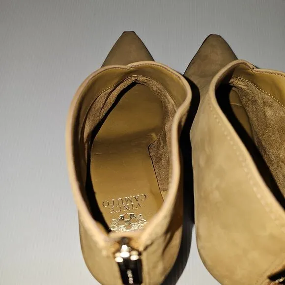 Vince Camuto Grishell Ankle Bootie Heel Pointed Toe Tortilla Tan Leather Size 11