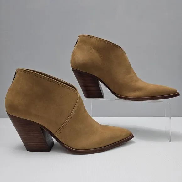 Vince Camuto Grishell Ankle Bootie Heel Pointed Toe Tortilla Tan Leather Size 11
