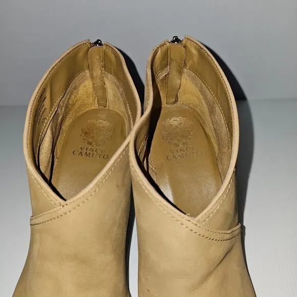 Vince Camuto Grishell Ankle Bootie Heel Pointed Toe Tortilla Tan Leather Size 11