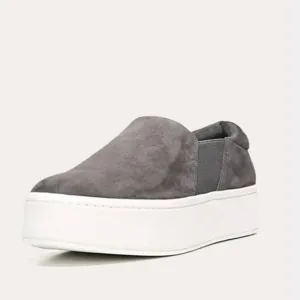 Vince Gray and White Sneakers with Suede Texture