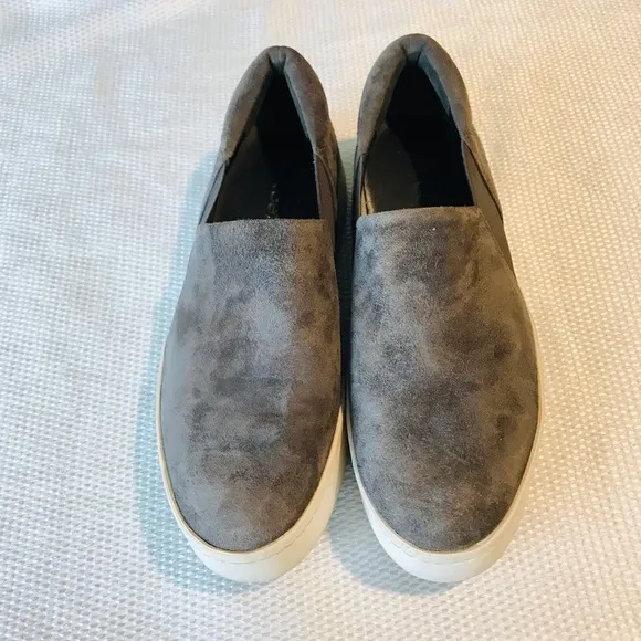 Vince Gray and White Sneakers with Suede Texture