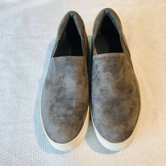 Vince Gray and White Sneakers with Suede Texture