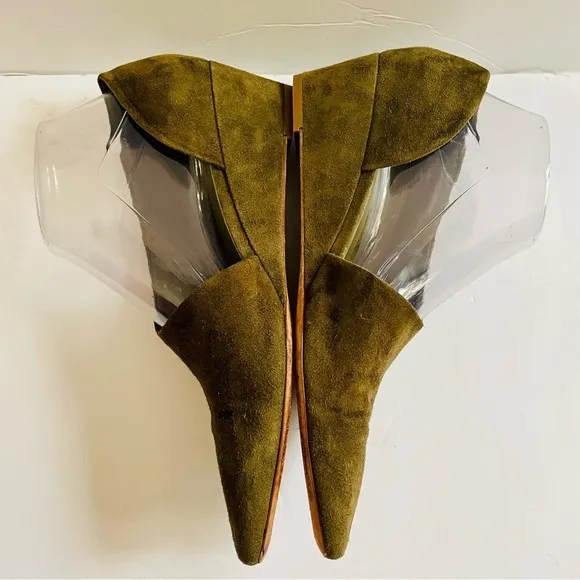 Vince Olive Green Suede D’Orsay Wedge Heels Size 8