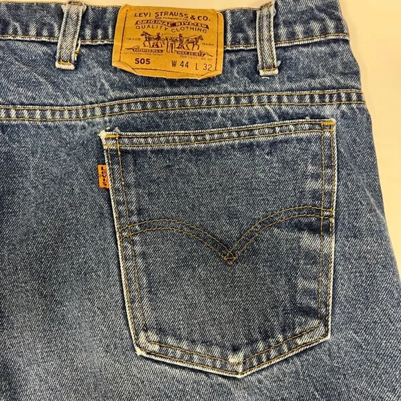 Vintage 1992 USA Levi's 505 Orange Tab Jeans 44x32(measuring 43x25) Denim