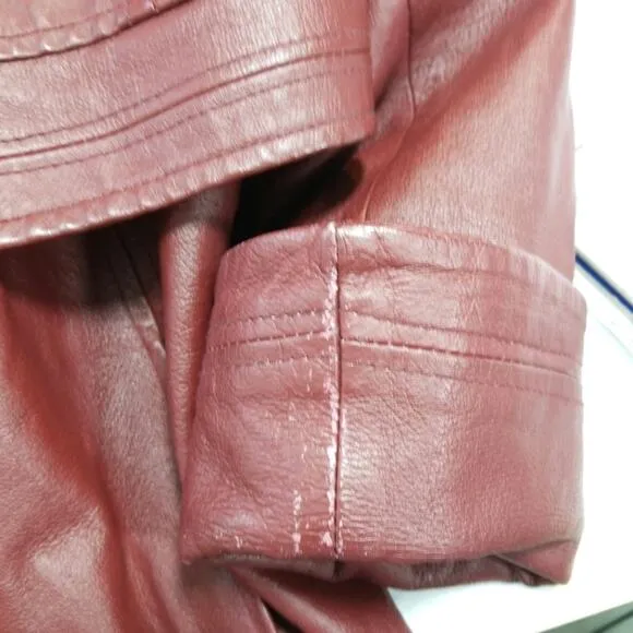 Vintage 80s convertible leather jacket hood coat