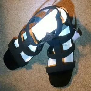 Vintage black strappy slingback sexy shoes