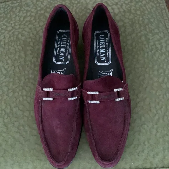 Vintage Chelman’ Wine Red Suede Handmade 1.5”Heel  Loafers 5.5/6
