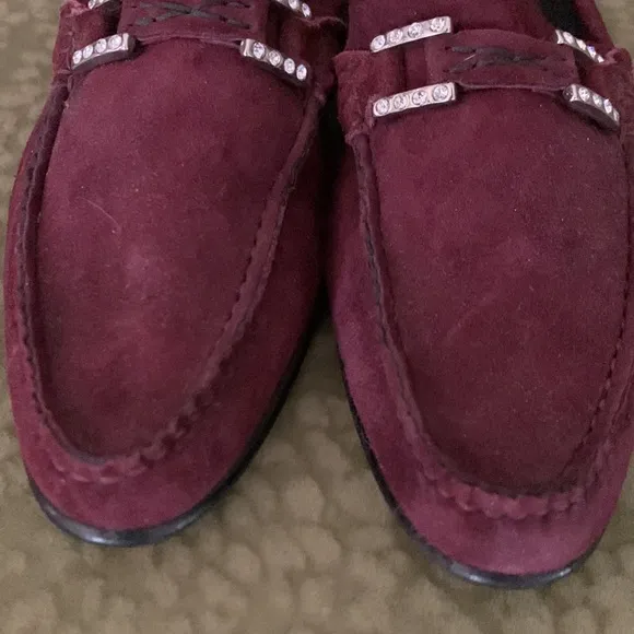 Vintage Chelman’ Wine Red Suede Handmade 1.5”Heel  Loafers 5.5/6