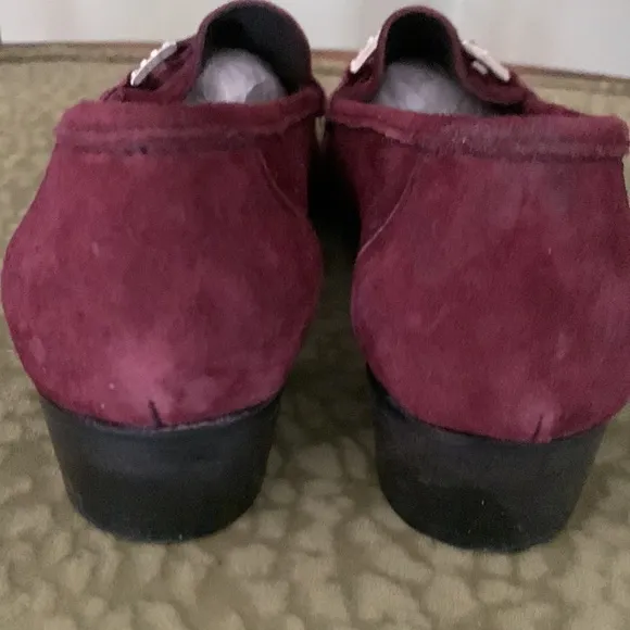 Vintage Chelman’ Wine Red Suede Handmade 1.5”Heel  Loafers 5.5/6
