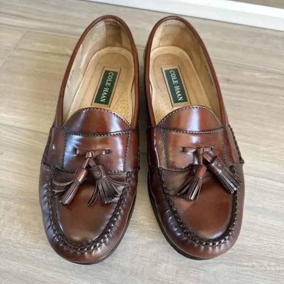 Vintage Cole Haan Shoes Men’s Sz 9 W Brown Loafers Country Leather Kiltie Tassel