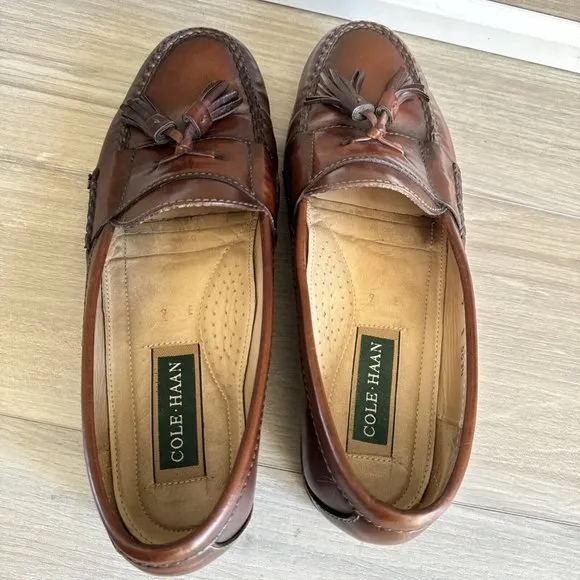 Vintage Cole Haan Shoes Men’s Sz 9 W Brown Loafers Country Leather Kiltie Tassel