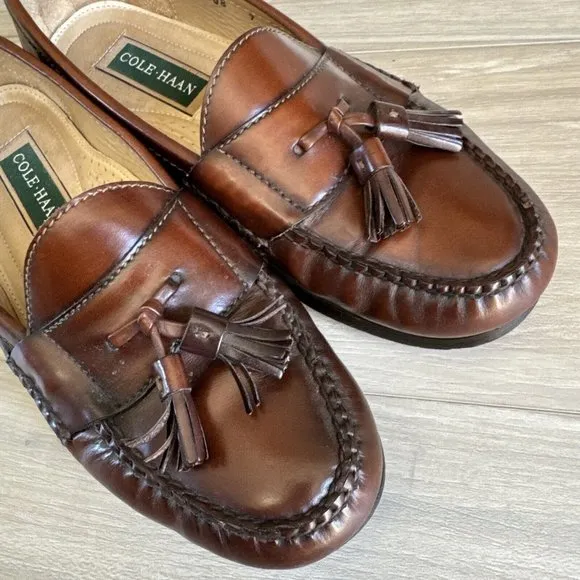 Vintage Cole Haan Shoes Men’s Sz 9 W Brown Loafers Country Leather Kiltie Tassel