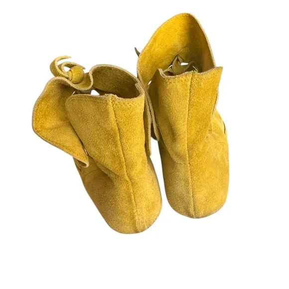 Vintage Fluevog-INSPIRED Lime Green Tie Detail Suede Ankle Boots -Size 36 | GUC