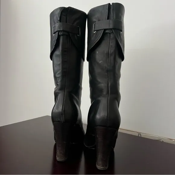 Vintage Frye - Bethany Cuff Black Leather Boot - Size 8.5