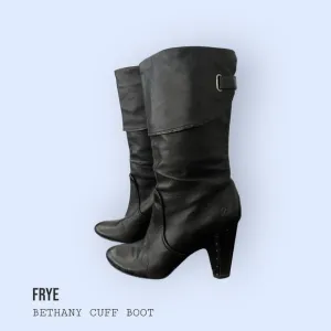 Vintage Frye - Bethany Cuff Black Leather Boot - Size 8.5