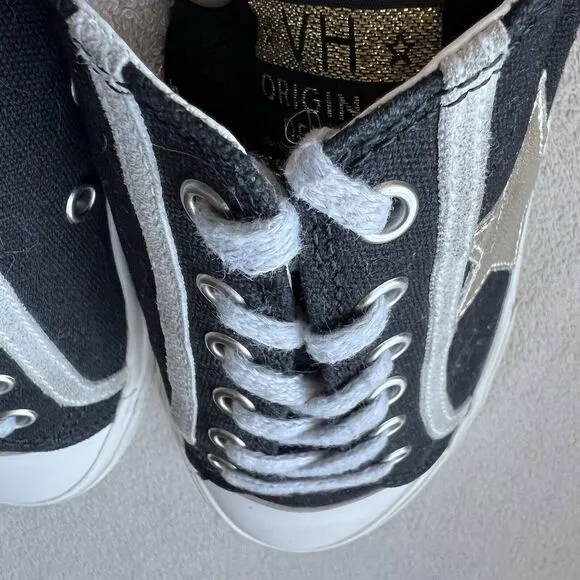 Vintage Havana Alive Black Canvas Star Sneakers Women’s 5.5 Lace Up Retro Gold