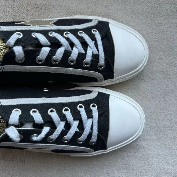 Vintage Havana Alive Black Canvas Star Sneakers Women’s 5.5 Lace Up Retro Gold