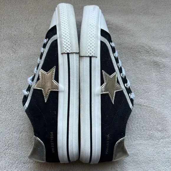 Vintage Havana Alive Black Canvas Star Sneakers Women’s 5.5 Lace Up Retro Gold