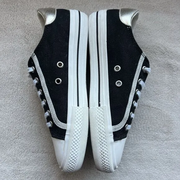 Vintage Havana Alive Black Canvas Star Sneakers Women’s 5.5 Lace Up Retro Gold
