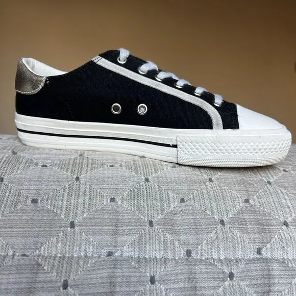 Vintage Havana Alive Black Canvas Star Sneakers Women’s 5.5 Lace Up Retro Gold