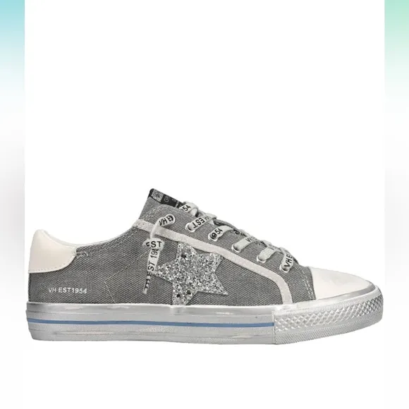 VINTAGE HAVANA Womens Alive Metallic Glitter Lace Up Sneakers Shoes Casual