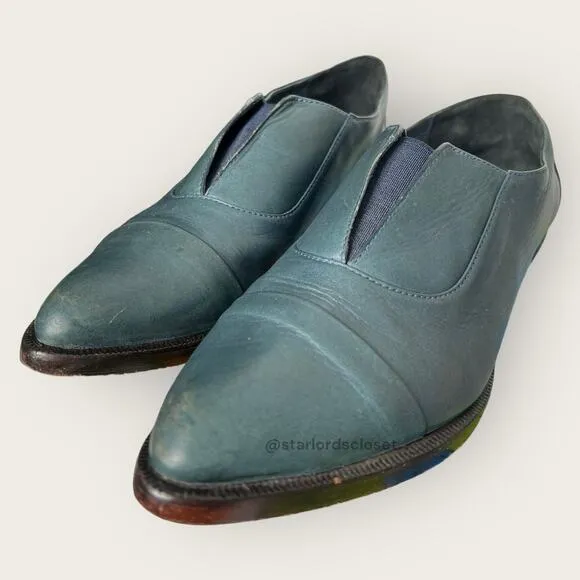 Vintage Jenni Kayne Oxford Slip On Shoes | EU 36 US 5 Teal Blue Leather Loafers