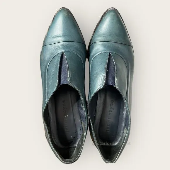 Vintage Jenni Kayne Oxford Slip On Shoes | EU 36 US 5 Teal Blue Leather Loafers
