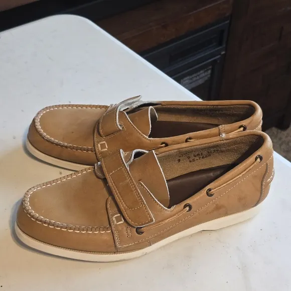 Vintage John Hardy Shoes Mens Sz 9D Tan Genuine Leather Loafers Slip On