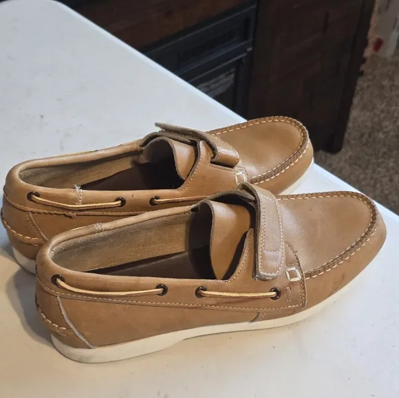 Vintage John Hardy Shoes Mens Sz 9D Tan Genuine Leather Loafers Slip On