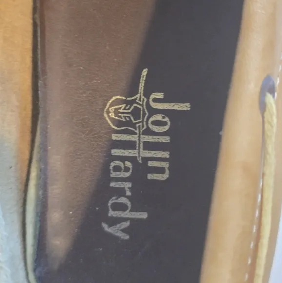 Vintage John Hardy Shoes Mens Sz 9D Tan Genuine Leather Loafers Slip On