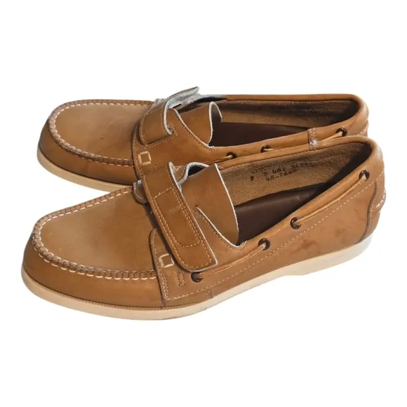 Vintage John Hardy Shoes Mens Sz 9D Tan Genuine Leather Loafers Slip On