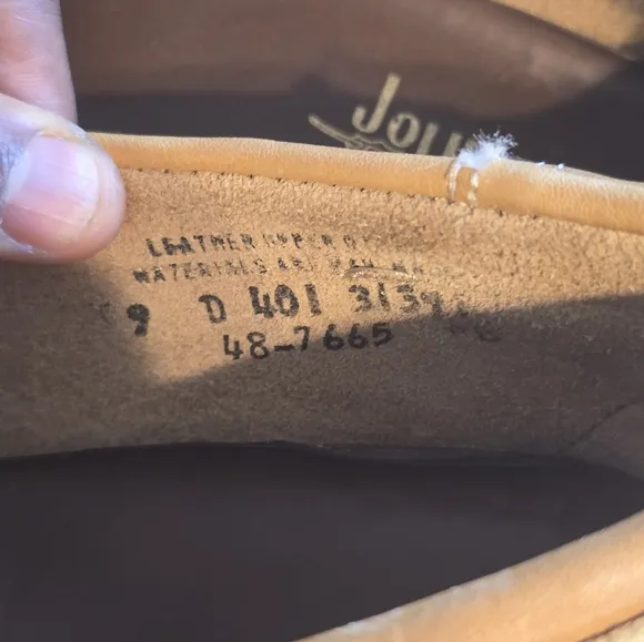 Vintage John Hardy Shoes Mens Sz 9D Tan Genuine Leather Loafers Slip On
