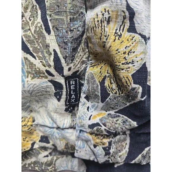 Vintage Men's Tommy Bahama Batik La Chique Black XL Relaxed 100% SILK