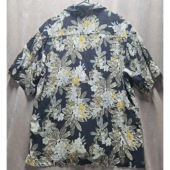 Vintage Men's Tommy Bahama Batik La Chique Black XL Relaxed 100% SILK