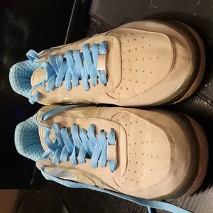 Vintage Nike Air Force 1 Beige and Light blue Size 8.5