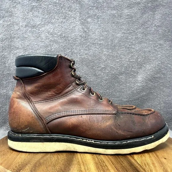 VINTAGE Red Wing 6&quot; Heritage Classic Moc Toe Boot Soft Toe Red Men's Size 12 A