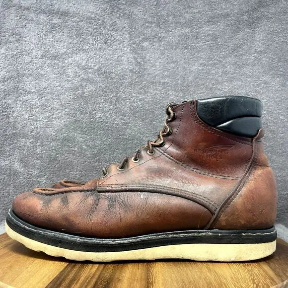 VINTAGE Red Wing 6&quot; Heritage Classic Moc Toe Boot Soft Toe Red Men's Size 12 A