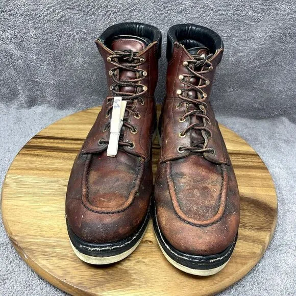VINTAGE Red Wing 6&quot; Heritage Classic Moc Toe Boot Soft Toe Red Men's Size 12 A
