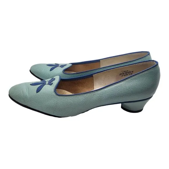 Vintage Saks Fifth Avenue Light Blue 7aaa Narrow Pumps Shoes