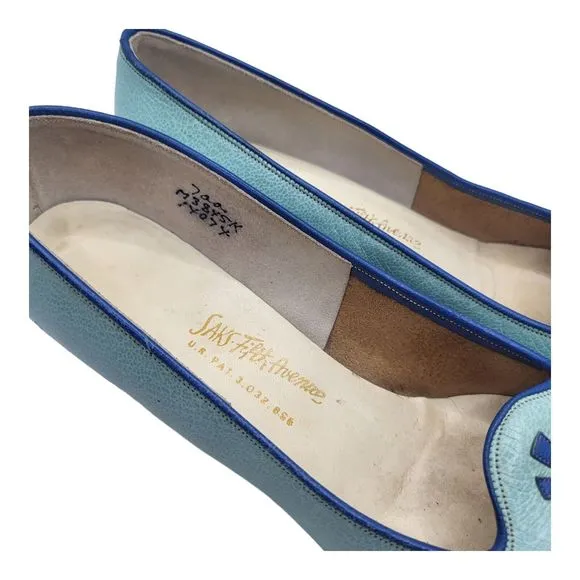 Vintage Saks Fifth Avenue Light Blue 7aaa Narrow Pumps Shoes