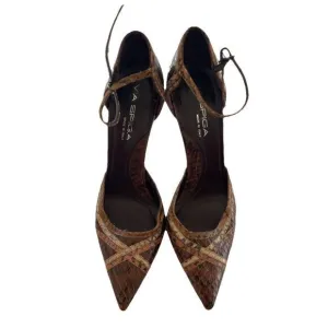 Vintage Via Spiga Snake Skin Leather Brown Multicolor Women’s Sz 8 Italy RARE