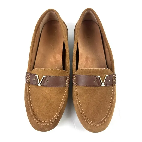 Vionic Hilo Loafers 11 WIDE Brown Suede Slip On Shoes Arch Support Womens