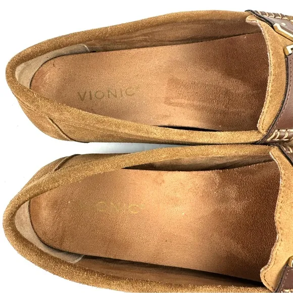 Vionic Hilo Loafers 11 WIDE Brown Suede Slip On Shoes Arch Support Womens