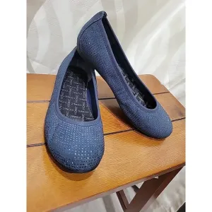 Vionic Spark 359 Willow Navy Blue Sparkle Rhinestone Ballet Flat Shoes- Sz 6