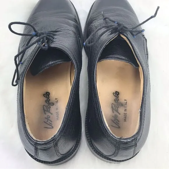 Vito Rufolo Black Soft Italian Leather Lace Up Dress Shoes