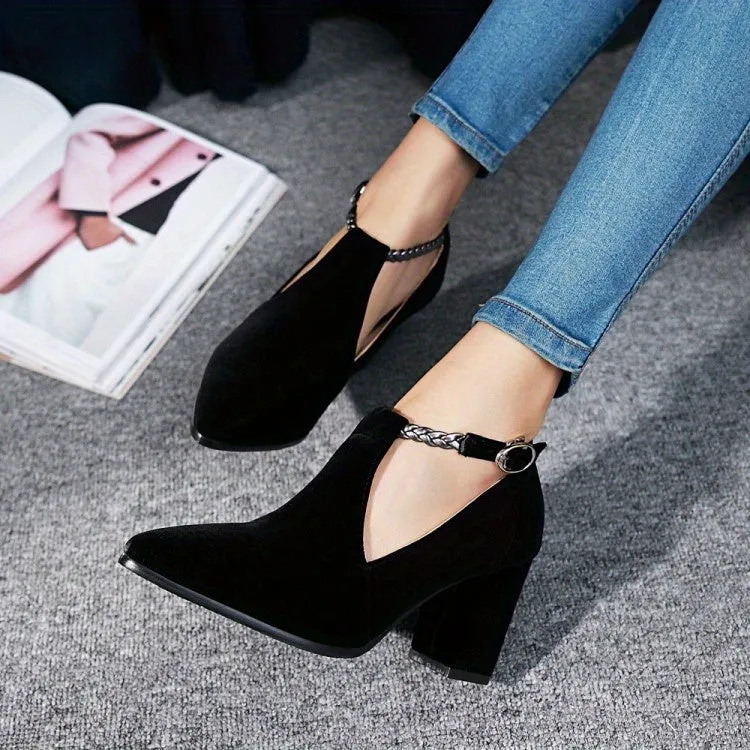VougeVamp Stylish Pointed Toe Pumps – Women's High Heel Shoes with Cut-out Ankle Strap, Perfect for Work & Formal Occasions