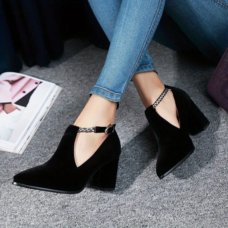 VougeVamp Stylish Pointed Toe Pumps – Women's High Heel Shoes with Cut-out Ankle Strap, Perfect for Work & Formal Occasions