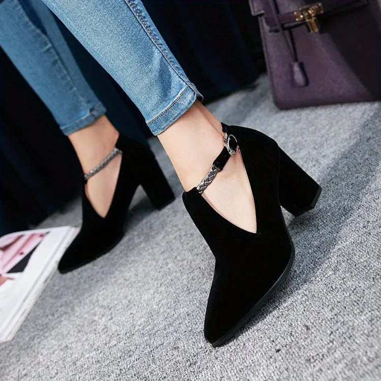 VougeVamp Stylish Pointed Toe Pumps – Women's High Heel Shoes with Cut-out Ankle Strap, Perfect for Work & Formal Occasions